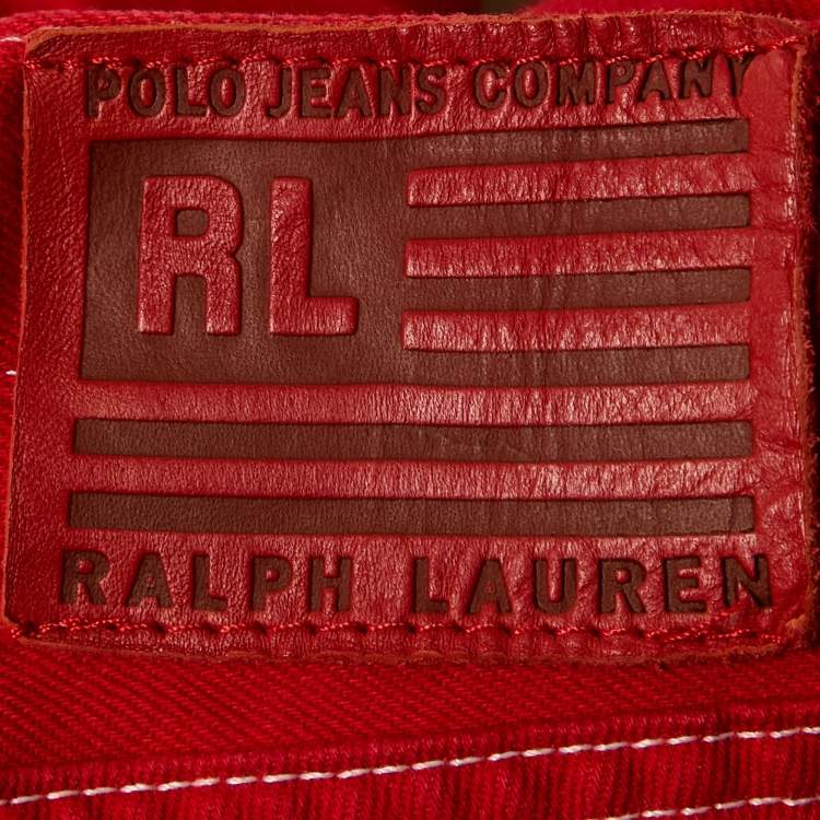 Pre Owned Ralph Lauren Red Denim Straight Leg Jeans L Waist 31"