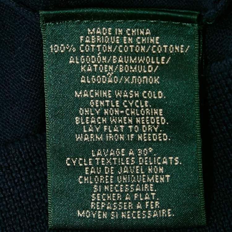 Pre Owned Ralph Lauren Navy Blue Cotton Button Front Cardigan XS