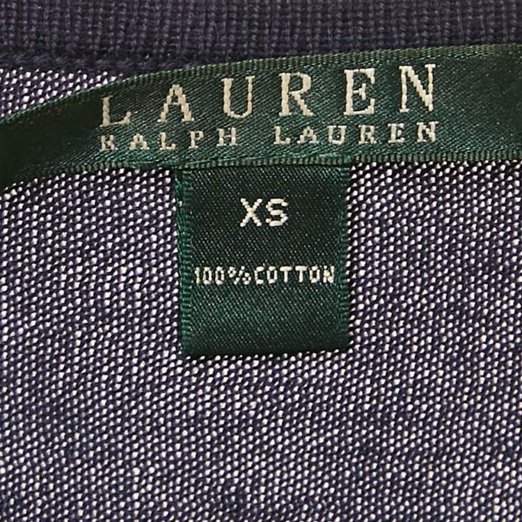 Pre Owned Ralph Lauren Navy Blue Cotton Button Front Cardigan XS