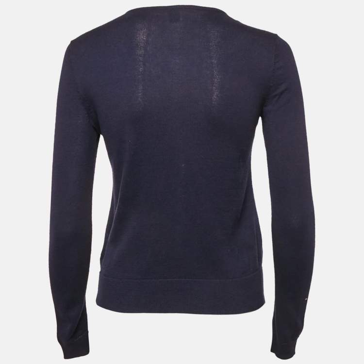 Pre Owned Ralph Lauren Navy Blue Cotton Button Front Cardigan XS