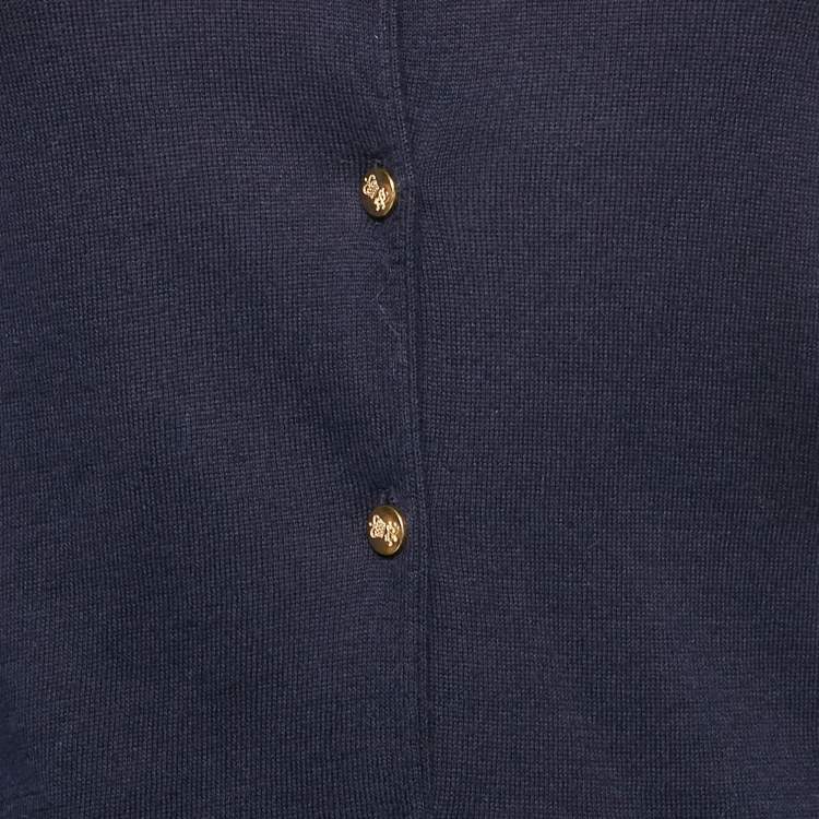 Pre Owned Ralph Lauren Navy Blue Cotton Button Front Cardigan XS