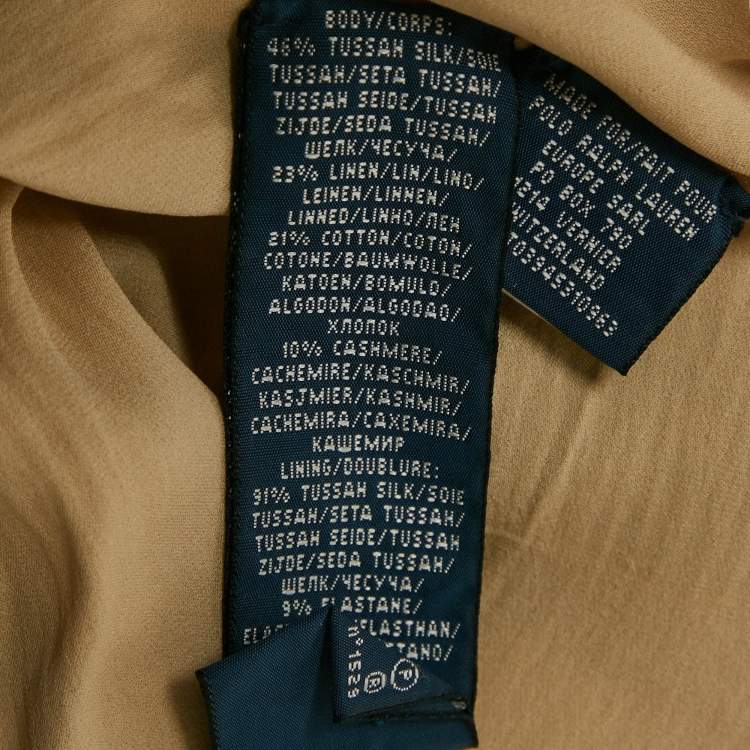 Pre Owned Ralph Lauren Brown Leather Trim Hand Knitted Maxi Dress S