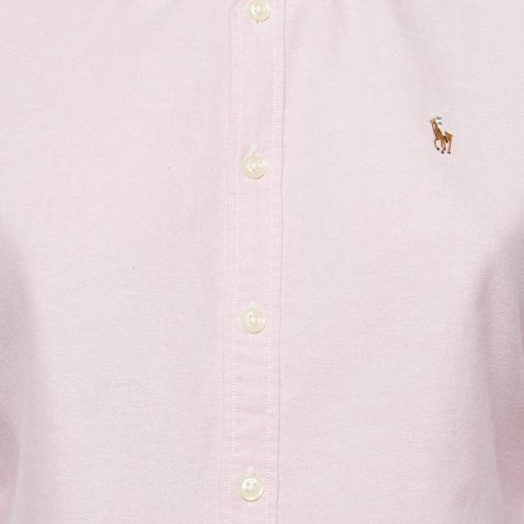 Pre Owned Ralph Lauren Pink Cotton Button Front Long Sleeve Shirt M