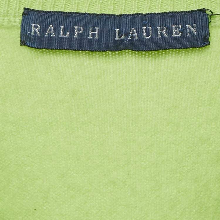 Pre Owned Ralph Lauren Light Green Cashmere V-Neck Long Sleeve Sweater S
