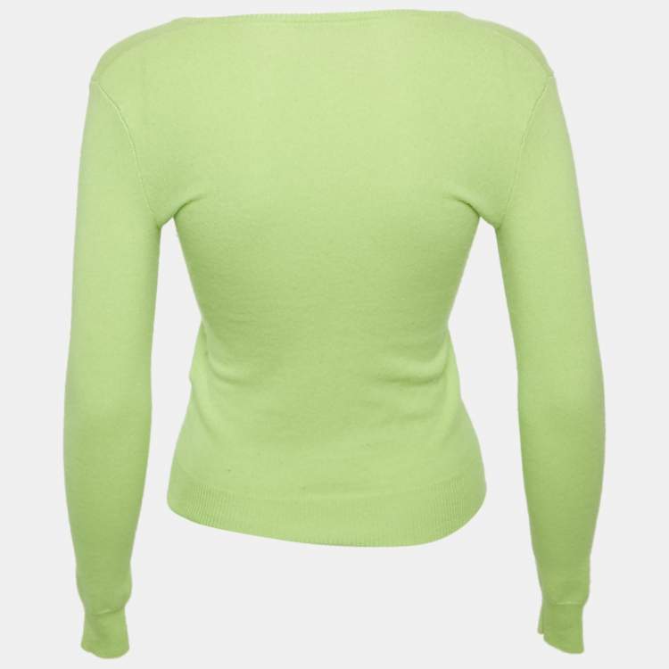 Pre Owned Ralph Lauren Light Green Cashmere V-Neck Long Sleeve Sweater S