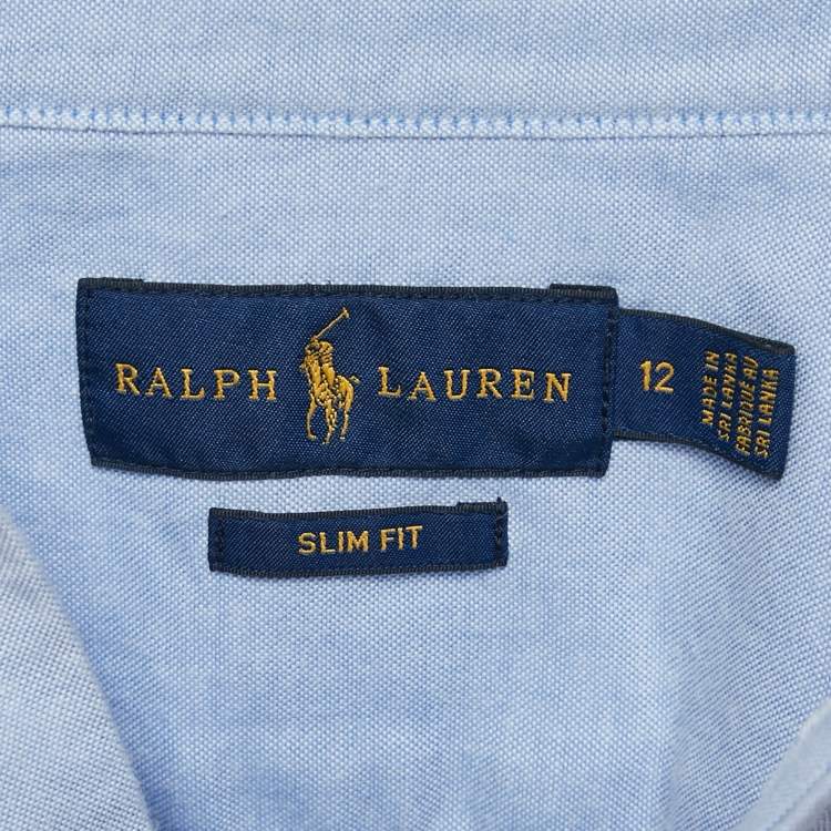 Pre Owned Ralph Lauren Blue Cotton Slim Fit Button Down Shirt L