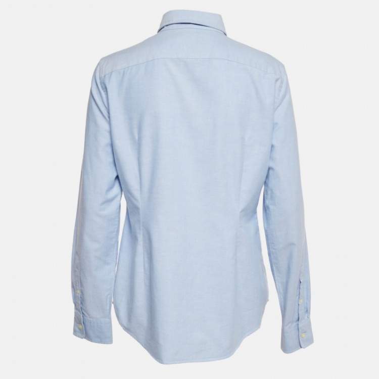 Pre Owned Ralph Lauren Blue Cotton Slim Fit Button Down Shirt L