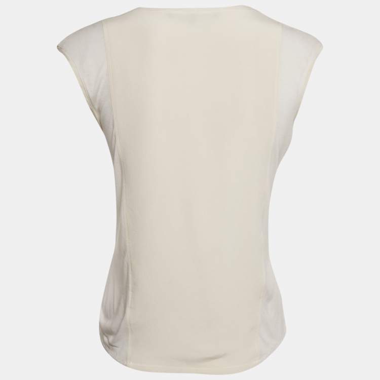 Pre Owned Ralph Lauren White Silk Panel Detail Sleeveless Top S