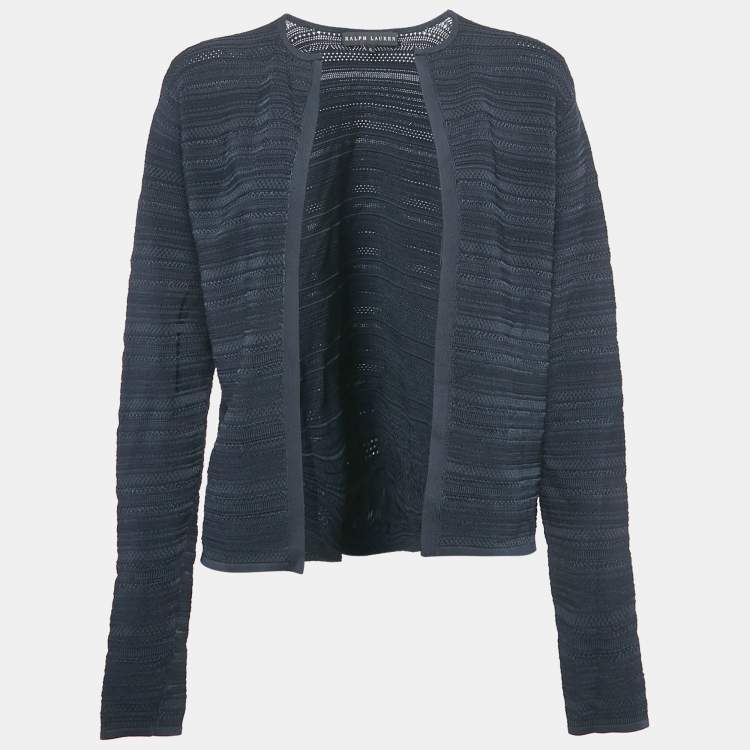 Pre Owned Ralph Lauren Navy Blue Knit Open Front Cardigan XL