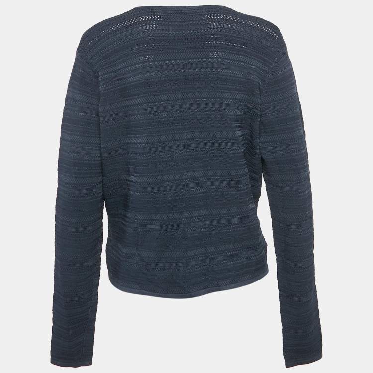 Pre Owned Ralph Lauren Navy Blue Knit Open Front Cardigan XL