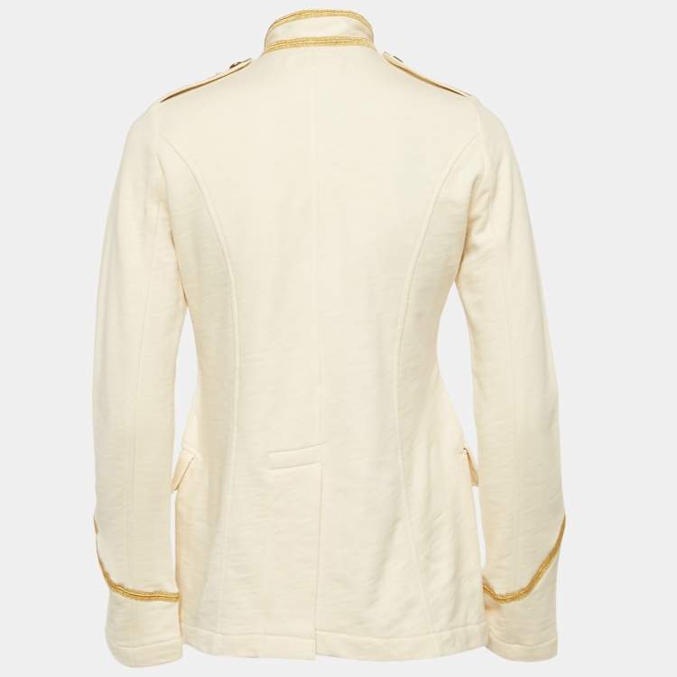 Pre Owned Denim & Supply Ralph Lauren Cream Gold Trim Cotton Military Style Jacket M