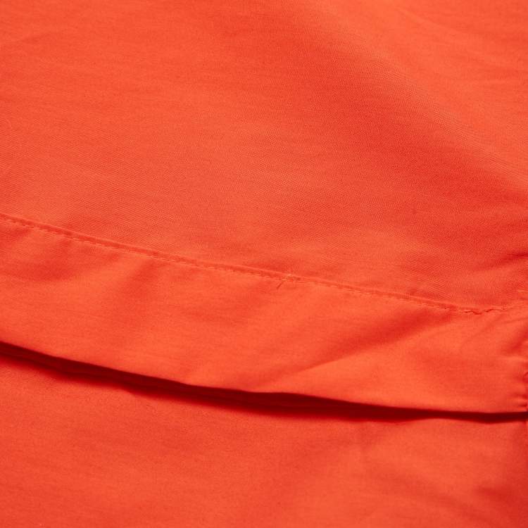 Pre Owned Lauren Ralph Lauren Orange Cotton Tie-Up Detail Midi Dress M