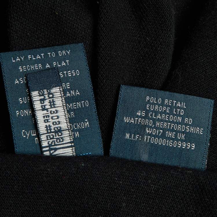 Pre Owned Ralph Lauren Black Cotton Embellished Logo Polo Dress S