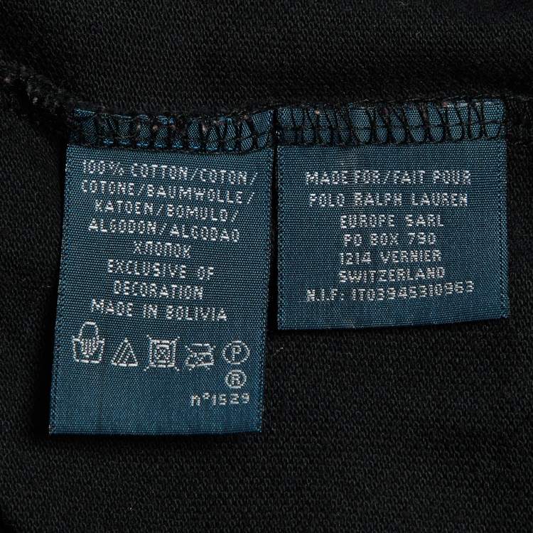 Pre Owned Ralph Lauren Black Cotton Embellished Logo Polo Dress S