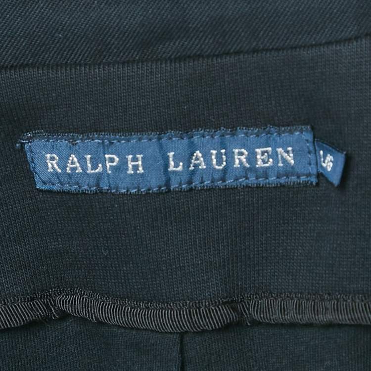 Pre Owned Ralph Lauren Navy Blue Embroidered Cotton Single-Breasted Blazer L