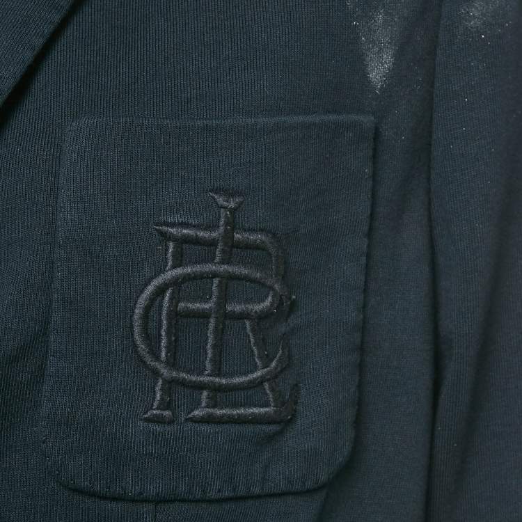 Pre Owned Ralph Lauren Navy Blue Embroidered Cotton Single-Breasted Blazer L