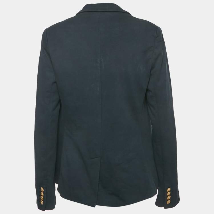 Pre Owned Ralph Lauren Navy Blue Embroidered Cotton Single-Breasted Blazer L