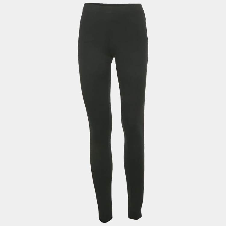 Pre Owned Ralph Lauren Black Embroidered Hem Jersey Leggings M