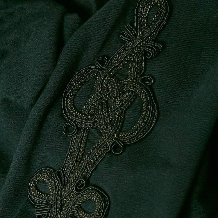 Pre Owned Ralph Lauren Black Embroidered Hem Jersey Leggings M