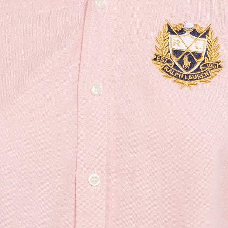 Pre Owned Ralph Lauren Sport Pink Cotton Button Front Shirt S