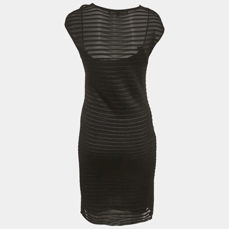 Pre Owned Ralph Lauren Black Patterned Knit Short Dress S