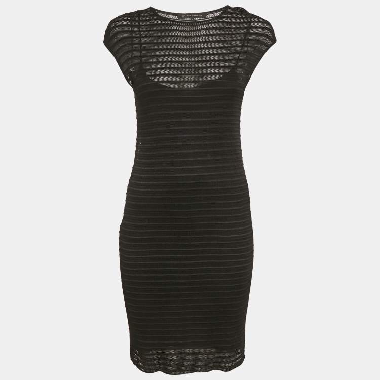 Pre Owned Ralph Lauren Black Patterned Knit Short Dress S