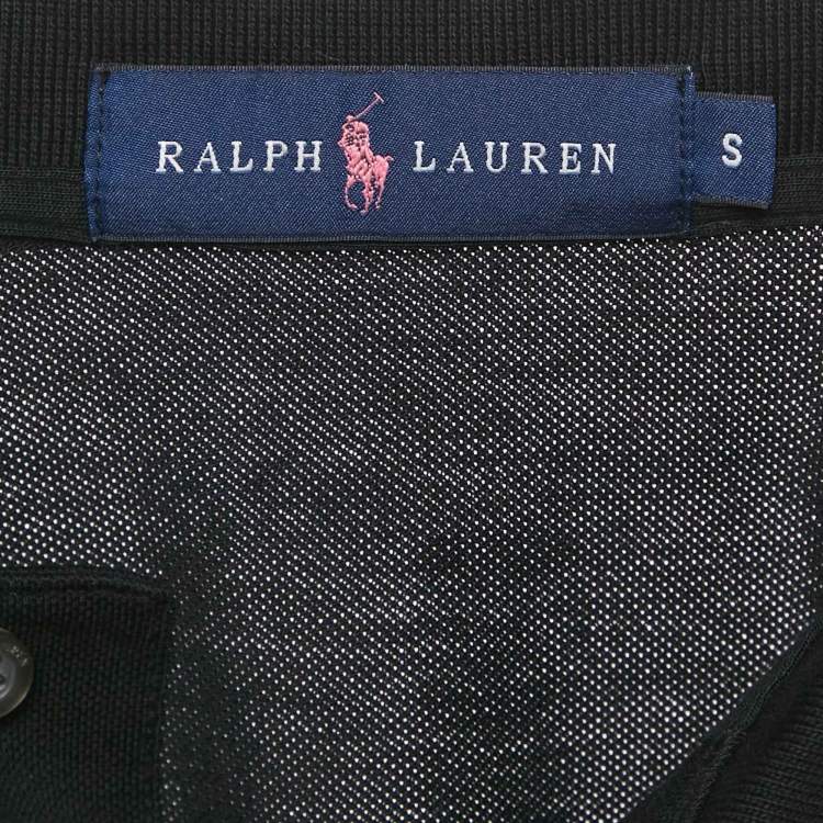 Pre Owned Ralph Lauren Black Embroidered Pony Cotton Rolled Up Sleeve Polo T-Shirt S