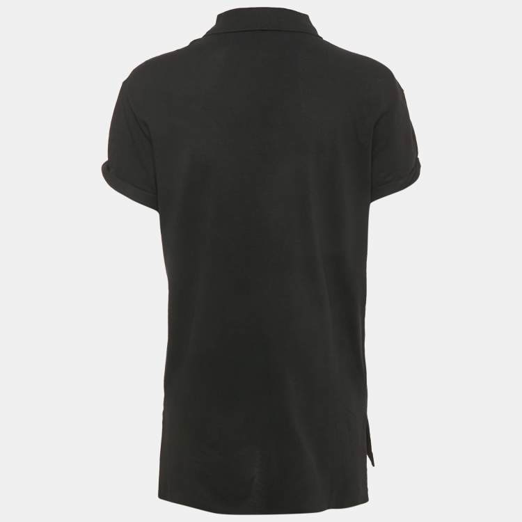 Pre Owned Ralph Lauren Black Embroidered Pony Cotton Rolled Up Sleeve Polo T-Shirt S