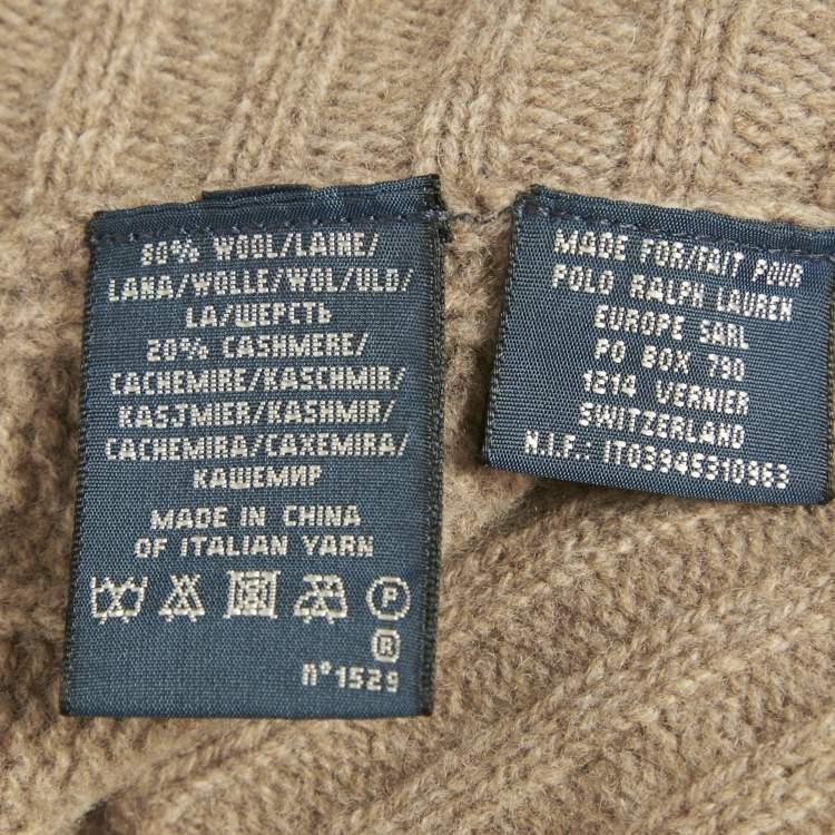 Pre Owned Ralph Lauren Taupe Cable Knit Poncho M/L