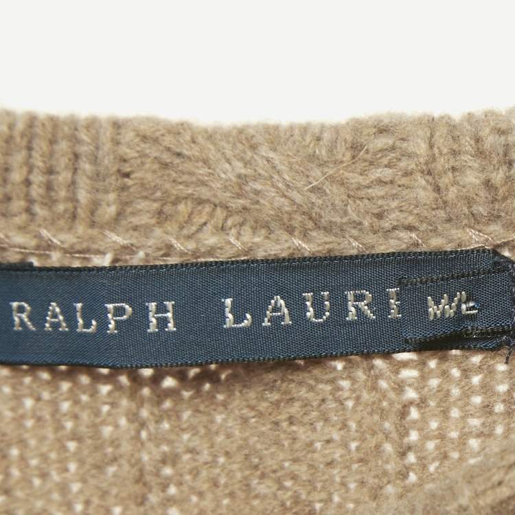 Pre Owned Ralph Lauren Taupe Cable Knit Poncho M/L