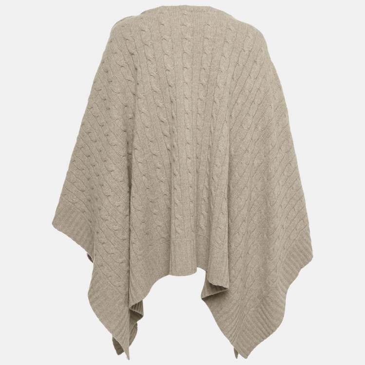 Pre Owned Ralph Lauren Taupe Cable Knit Poncho M/L