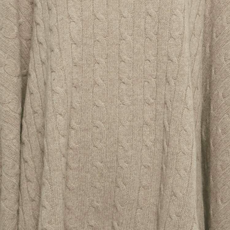 Pre Owned Ralph Lauren Taupe Cable Knit Poncho M/L