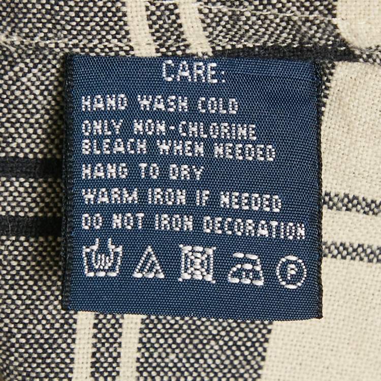 Pre Owned Ralph Lauren Navy Blue /Beige Flannel Cotton Blend Slim Fit Shirt S
