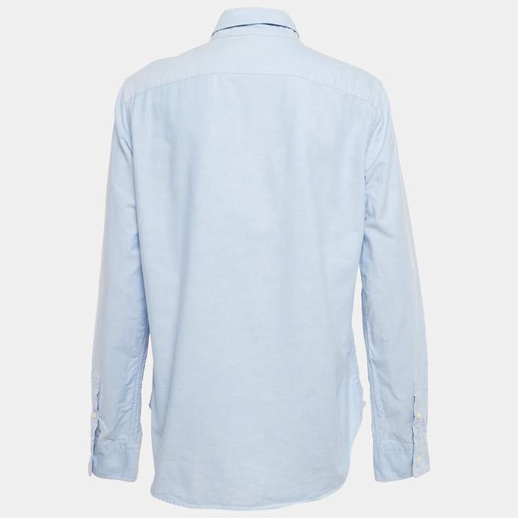 Pre Owned Ralph Lauren Blue Logo Embroidered Cotton Full Sleeve Shirt L 