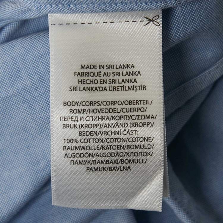 Pre Owned Ralph Lauren Blue Logo Embroidered Cotton Full Sleeve Shirt L 