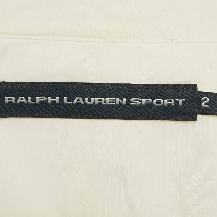 Pre Owned Ralph Lauren Sports White Logo Embroidered Cotton Tailored Shirt S