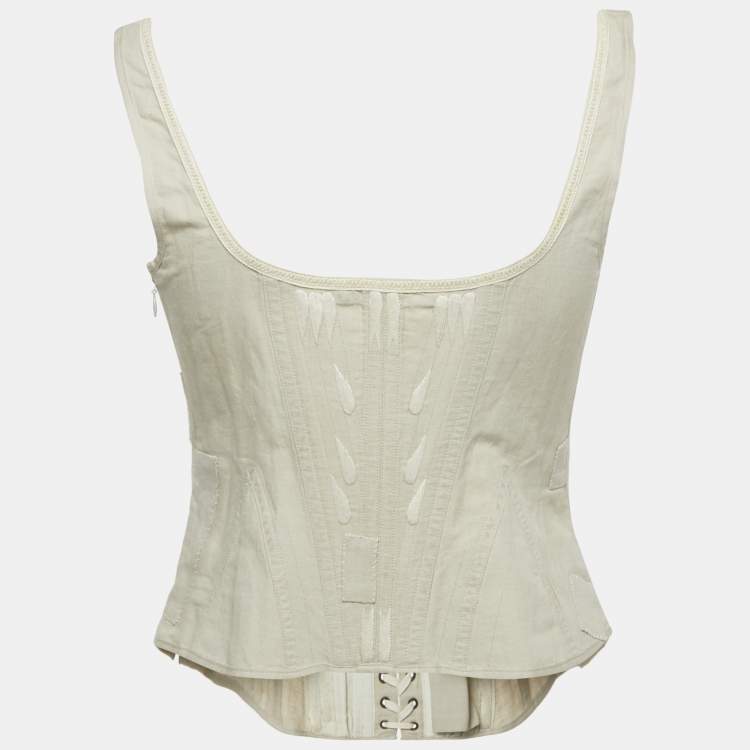 Pre Owned Ralph Lauren Linen Blend Lace-Up Corset Top S