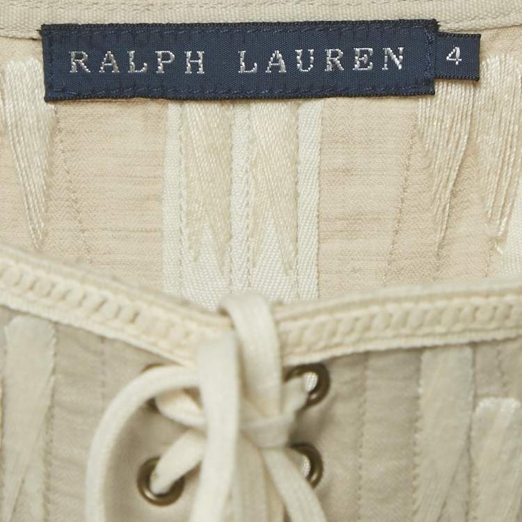 Pre Owned Ralph Lauren Linen Blend Lace-Up Corset Top S