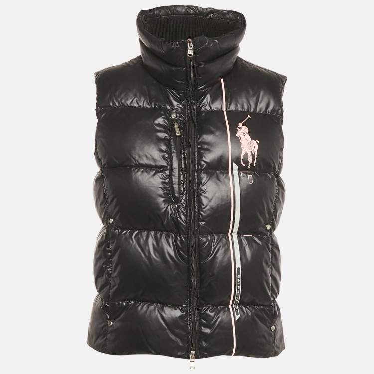 Pre Owned Ralph Lauren Black Printed Synthetic Down Vest M