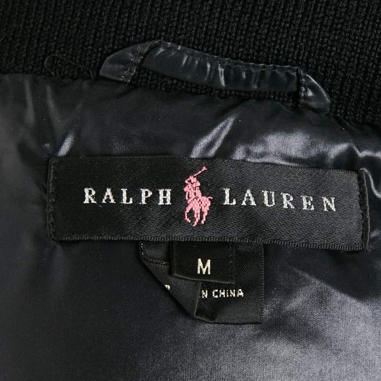 Pre Owned Ralph Lauren Black Printed Synthetic Down Vest M