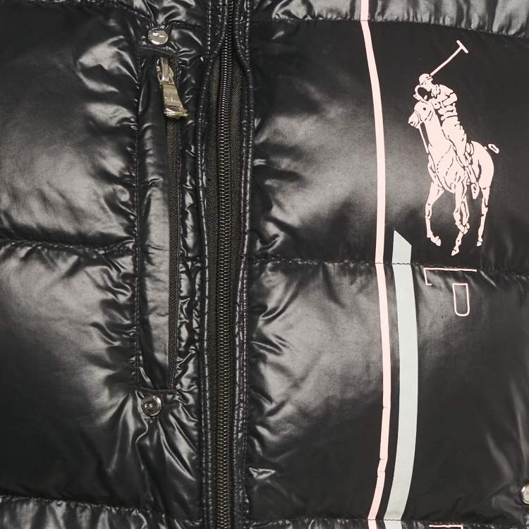 Pre Owned Ralph Lauren Black Printed Synthetic Down Vest M
