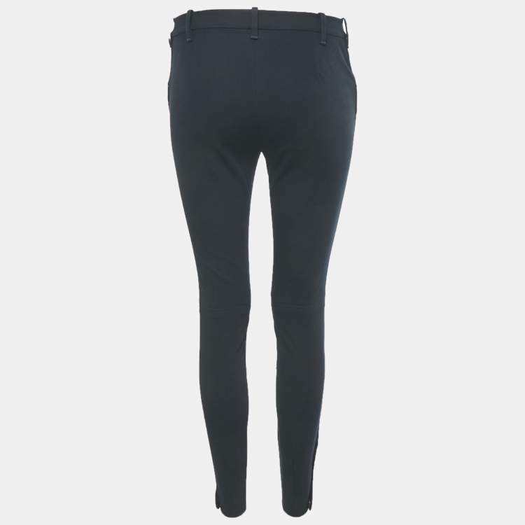 Pre Owned Ralph Lauren Blue Cotton Drill Suede Trim Breeches M