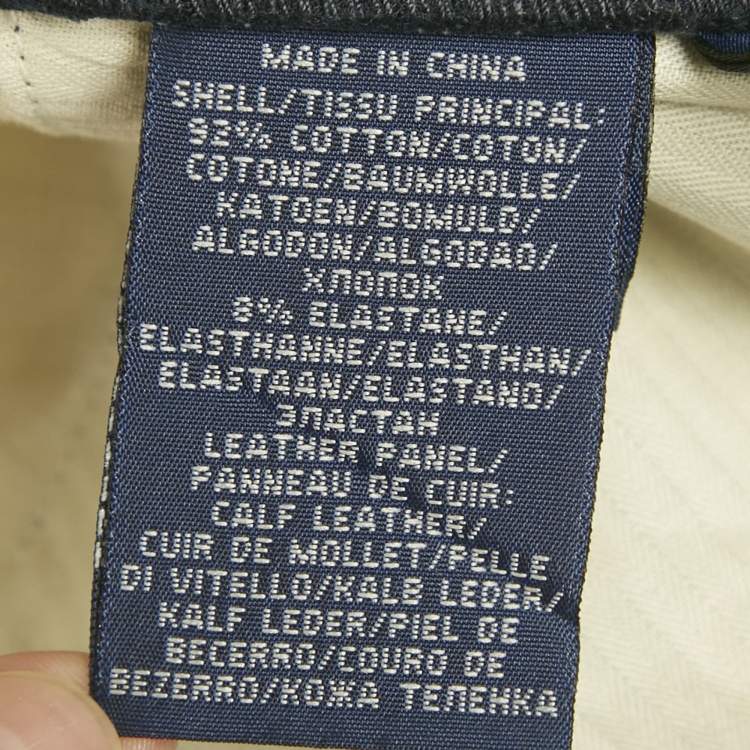 Pre Owned Ralph Lauren Blue Cotton Drill Suede Trim Breeches M