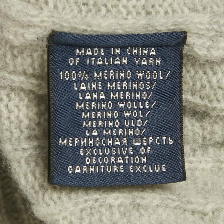 Pre Owned Polo Ralph Lauren Grey Cable Knit V-Neck Sweater M
