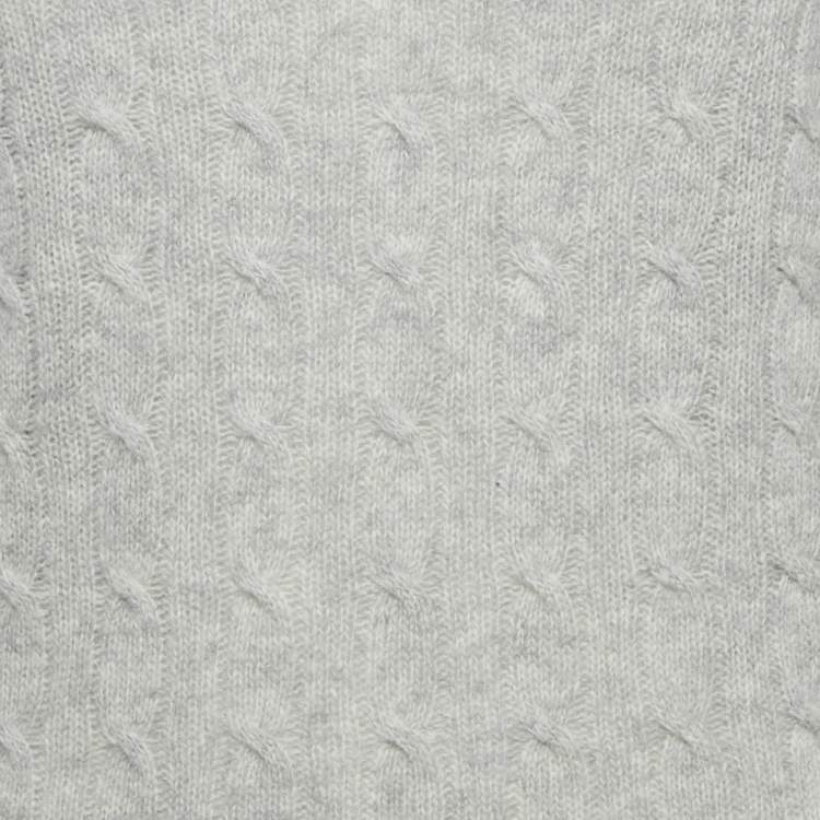 Pre Owned Polo Ralph Lauren Grey Cable Knit V-Neck Sweater M