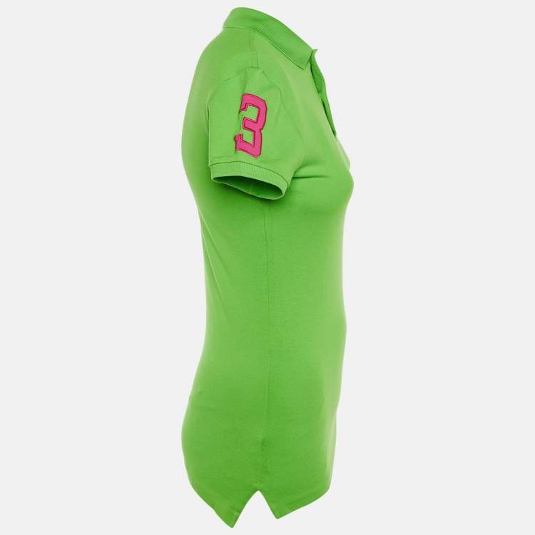 Pre Owned Ralph Lauren Green Logo Cotton The Skinny Polo T-Shirt S