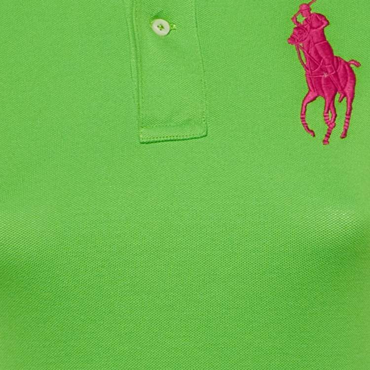 Pre Owned Ralph Lauren Green Logo Cotton The Skinny Polo T-Shirt S