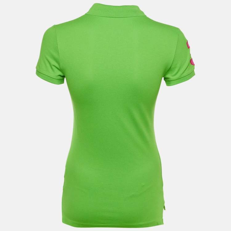 Pre Owned Ralph Lauren Green Logo Cotton The Skinny Polo T-Shirt S