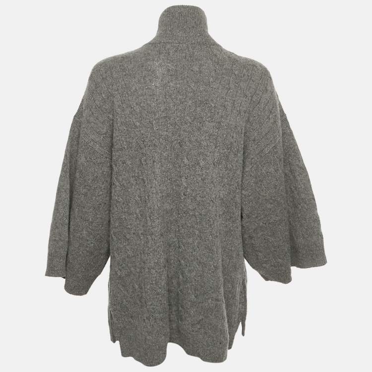 Pre Owned Ralph Lauren Sports Grey Wool Cable Knit Cardigan XS /S