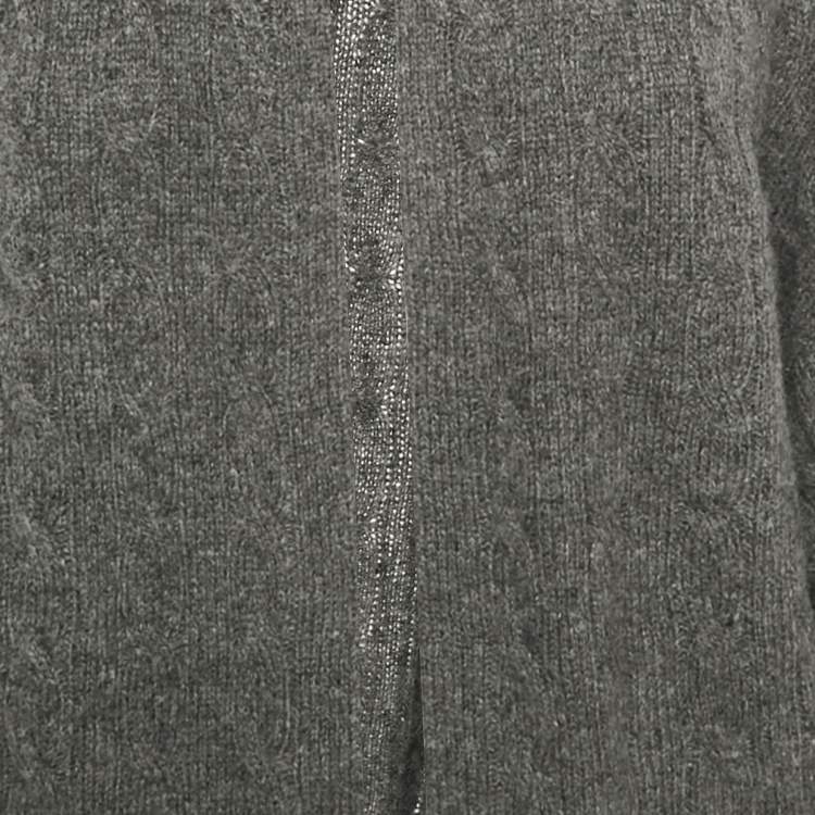 Pre Owned Ralph Lauren Sports Grey Wool Cable Knit Cardigan XS /S